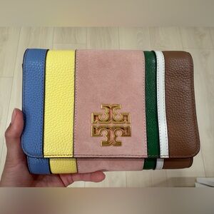 (NWT)Tory burch Britten stripe chain wallet 80106